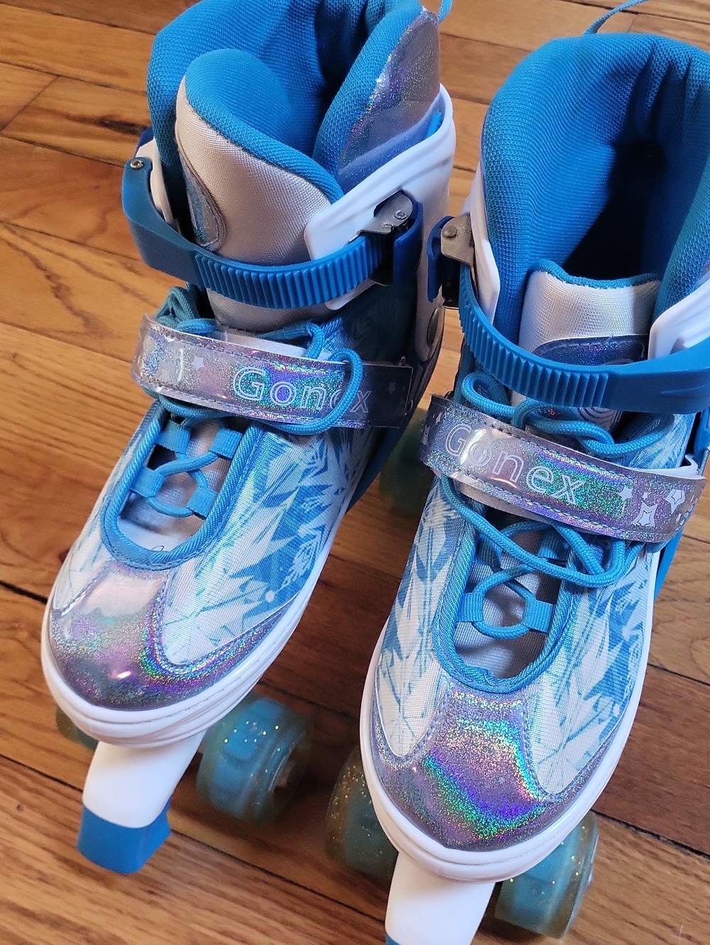 Onex Kids Blue Iridescent Sparkle Roller Skates